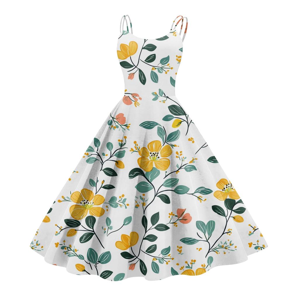 Женское повседневное модное платье с цветочным принтом, сексуальное с открытыми плечами, панк-ретро платье, ретро платье