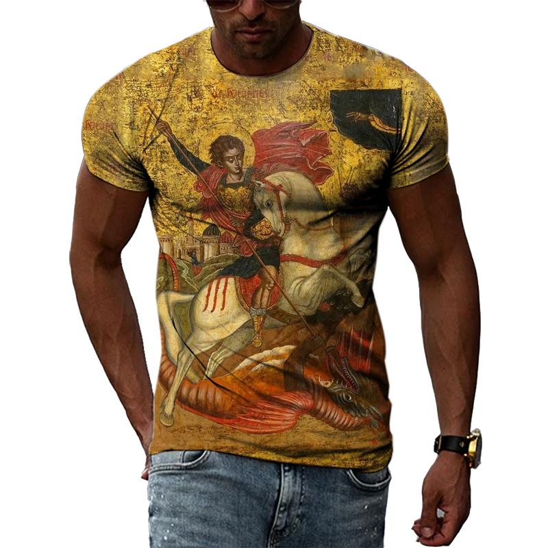 Летние Ретро египетские фрески графические футболки мужские повседневные личности крутая футболка с 3D принтом хип-хоп Harajuku футболка с короткими рукавами
