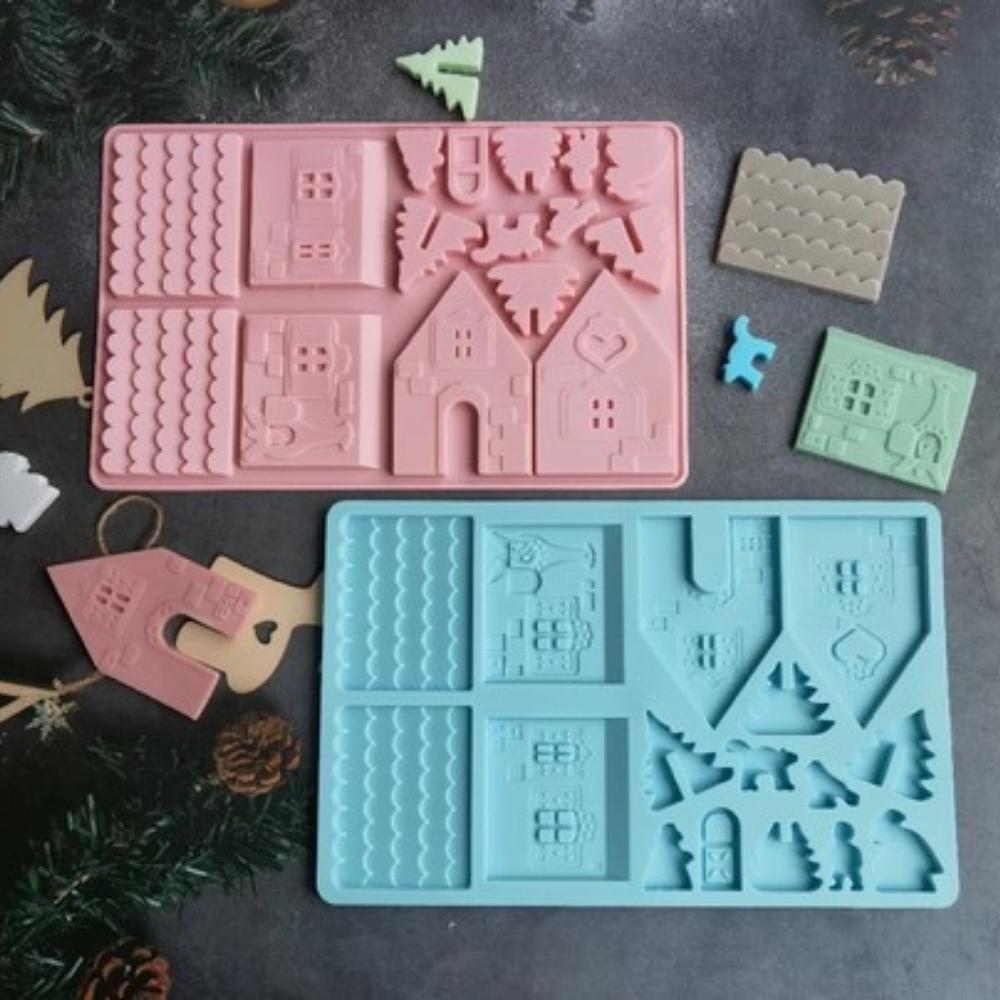 Silicone Block Christmas Wooden House Cake Mould Jelly Pudding Soap Cake Mould