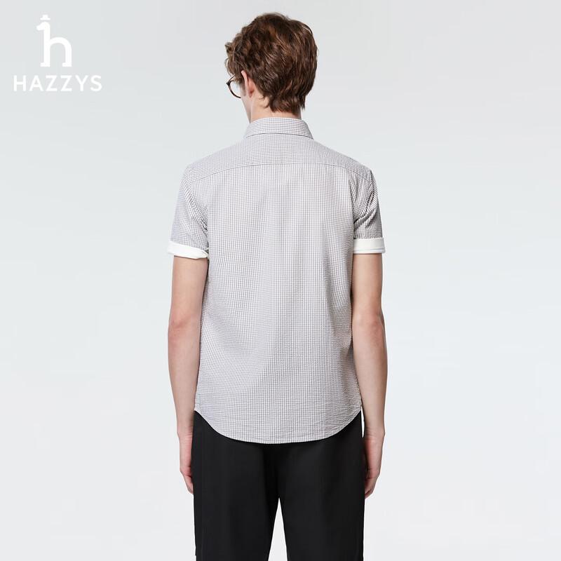 Мужская летняя рубашка HAZZYS из чистого хлопка в мелкую клетку с коротким рукавом