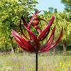 Flower Wind Spinner Stake Decoration Weather-proof Outdoor Garden Yard Porch Lawn Rotary Metal Spinner Ground Spike Ornament Christmas Gift
