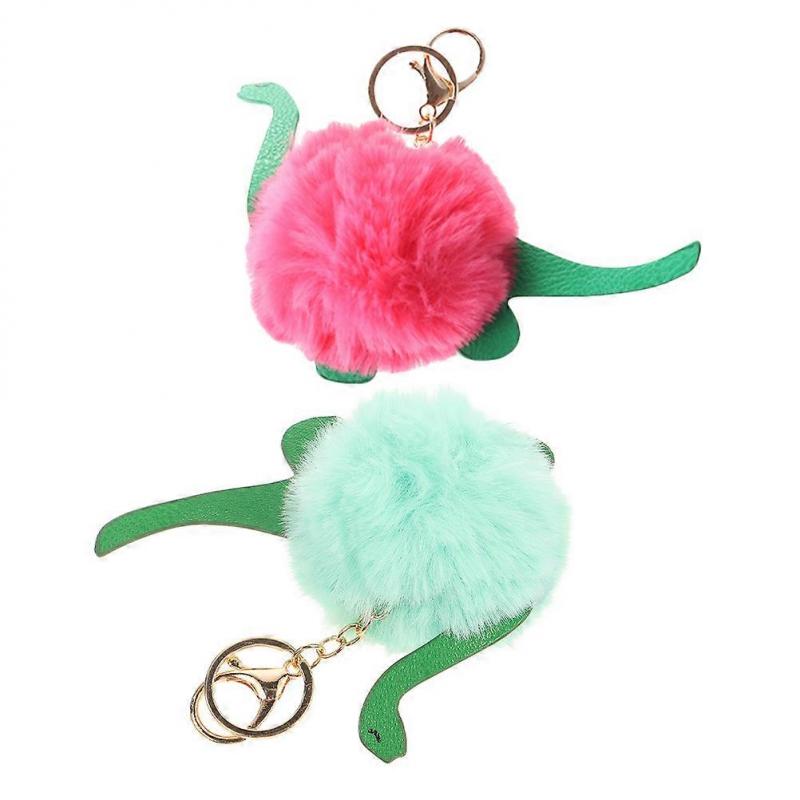Cartoon Dinosaur Keychain for Decoration 2Pcs Soft Plush Fuzzy Bag Pendant