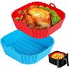 1 PCS Square Silicone Air Fryer Liners 8 Inch Reusable Air Fryer Accessories - for 4 To 7 QT Oven Microwave Accessories
