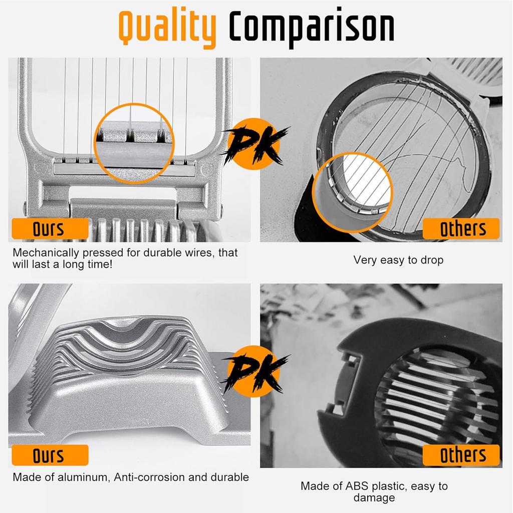 Stainless Steel Wire Aluminum Egg Slicer Suitable for Hard-Boiled Eggs Strawberries and Other Soft Fruits; Dishwasher-Safe gold