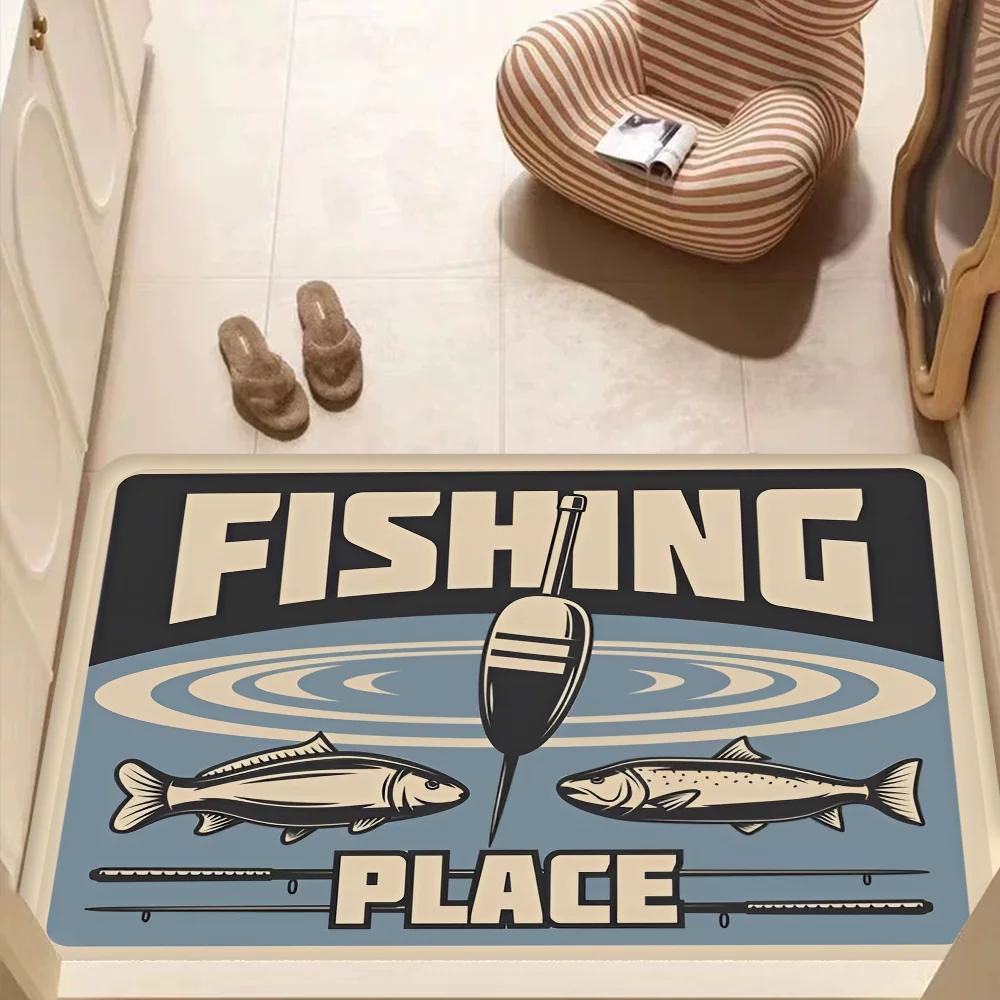Логотип Nash Fishing Коврик для пола Коврик для ванной Комната для детей Спальня Декорация Балкон Противоскользящий Дверной коврик Гостиная Прикроватные коврики