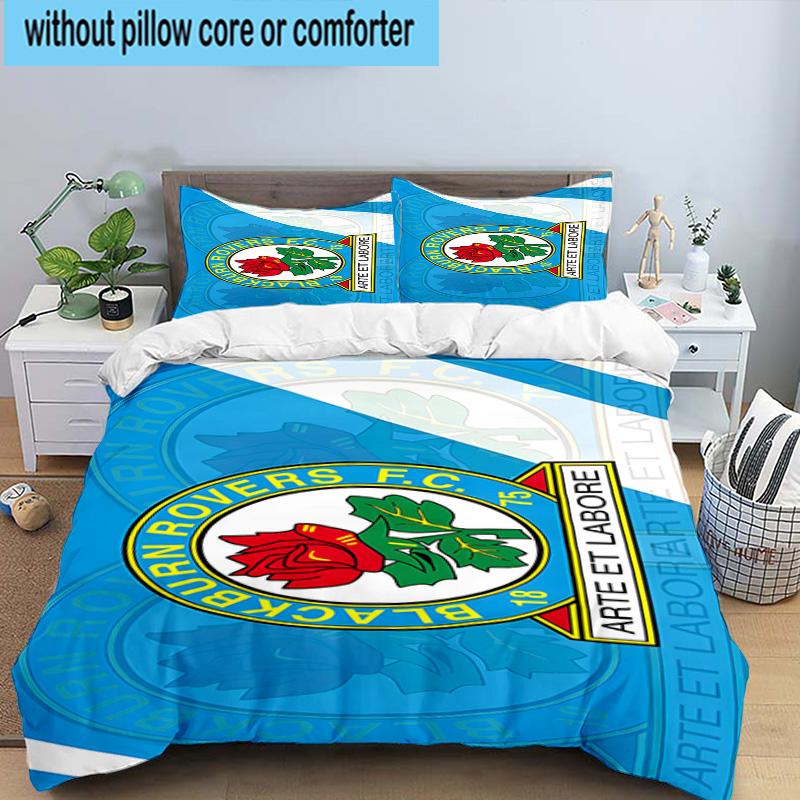 3pcs Blackburn Rovers Crest Football Club Bedding Set Duvet Cover Closure Includes 1 Duvet Cover & 2 Pillowcases Bedding Sets Home Decor Gifts