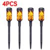4PCS New Round Solar Flame Lamp IP65 Waterproof Outdoor Lawn Light Flickering Atmosphere Lighting for Courtyard Garden Villa Landscap