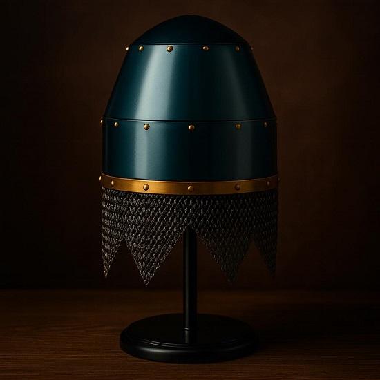 Medieval Great Helmet with Chainmail Knight Crusader Armor Renaissance Fair, Cosplay LARP Costume