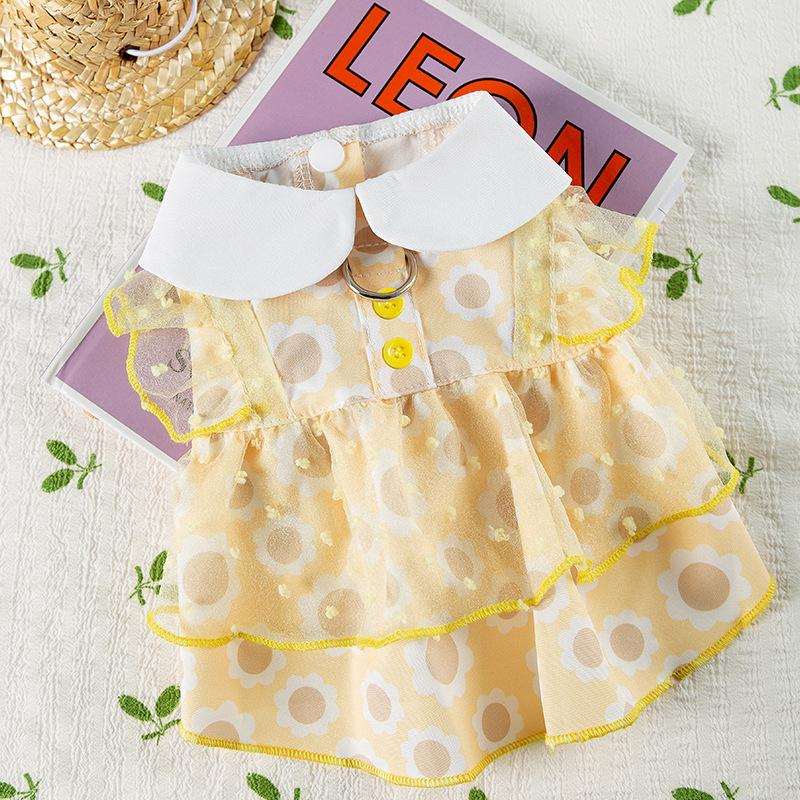 New Teddy Bigbear Pet Lace Dress Small and Medium Dogs Spring and Summer Breathable Cat and Dog Clothes