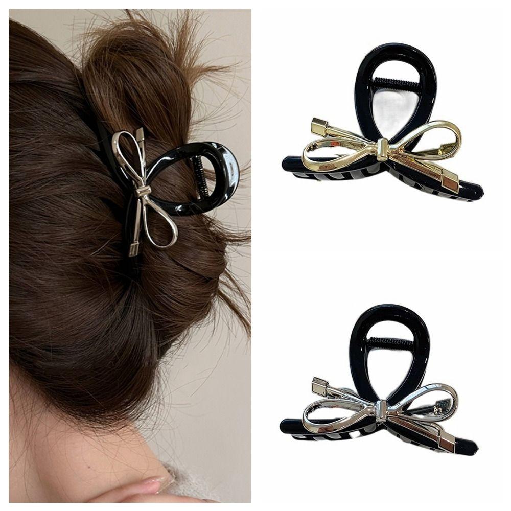 Acrylic Bow Hair Claw Korean Style Bow Crab Clip Cool Metal Bow Claw Clip Ladies