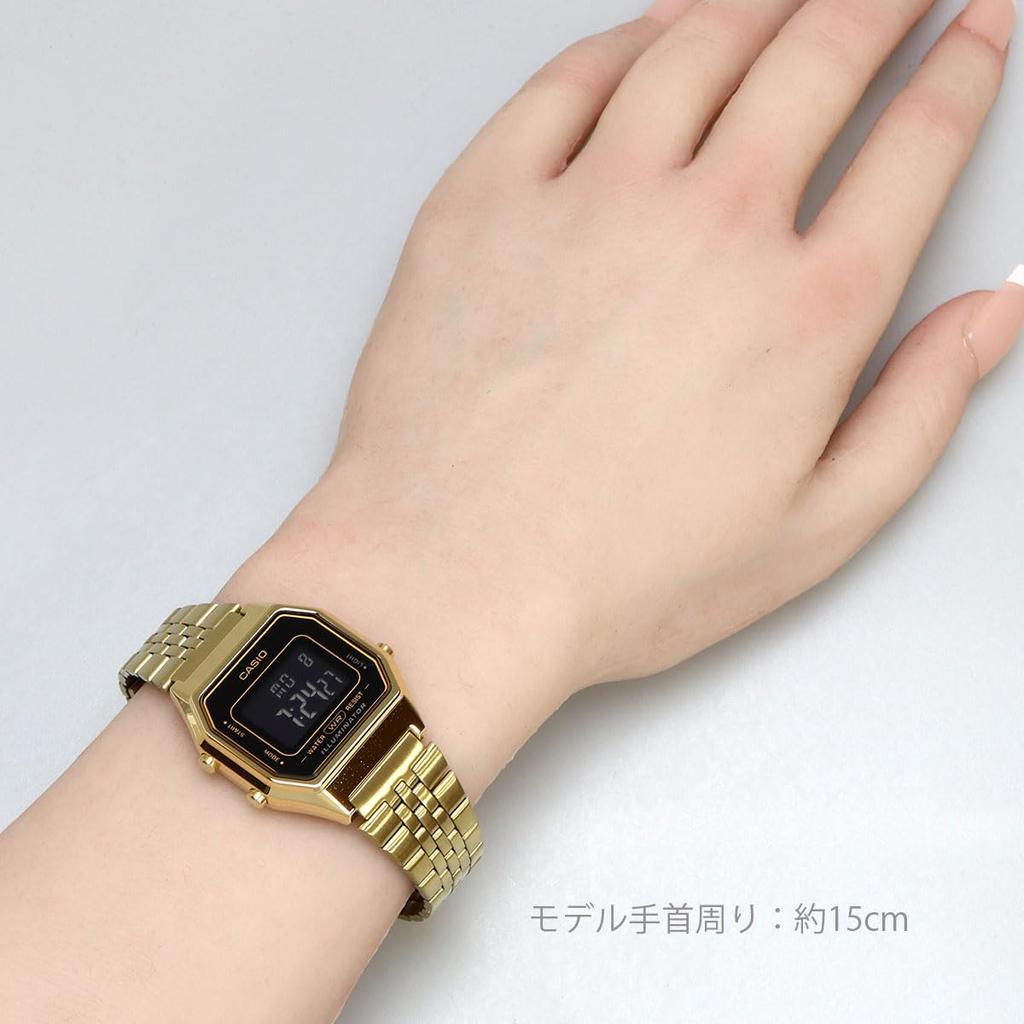 CASIO Digital Watch Vintage Series Octagon Face Black Gold Inverted LCD Overseas Model [Casio] LA680WGA-1B Women's