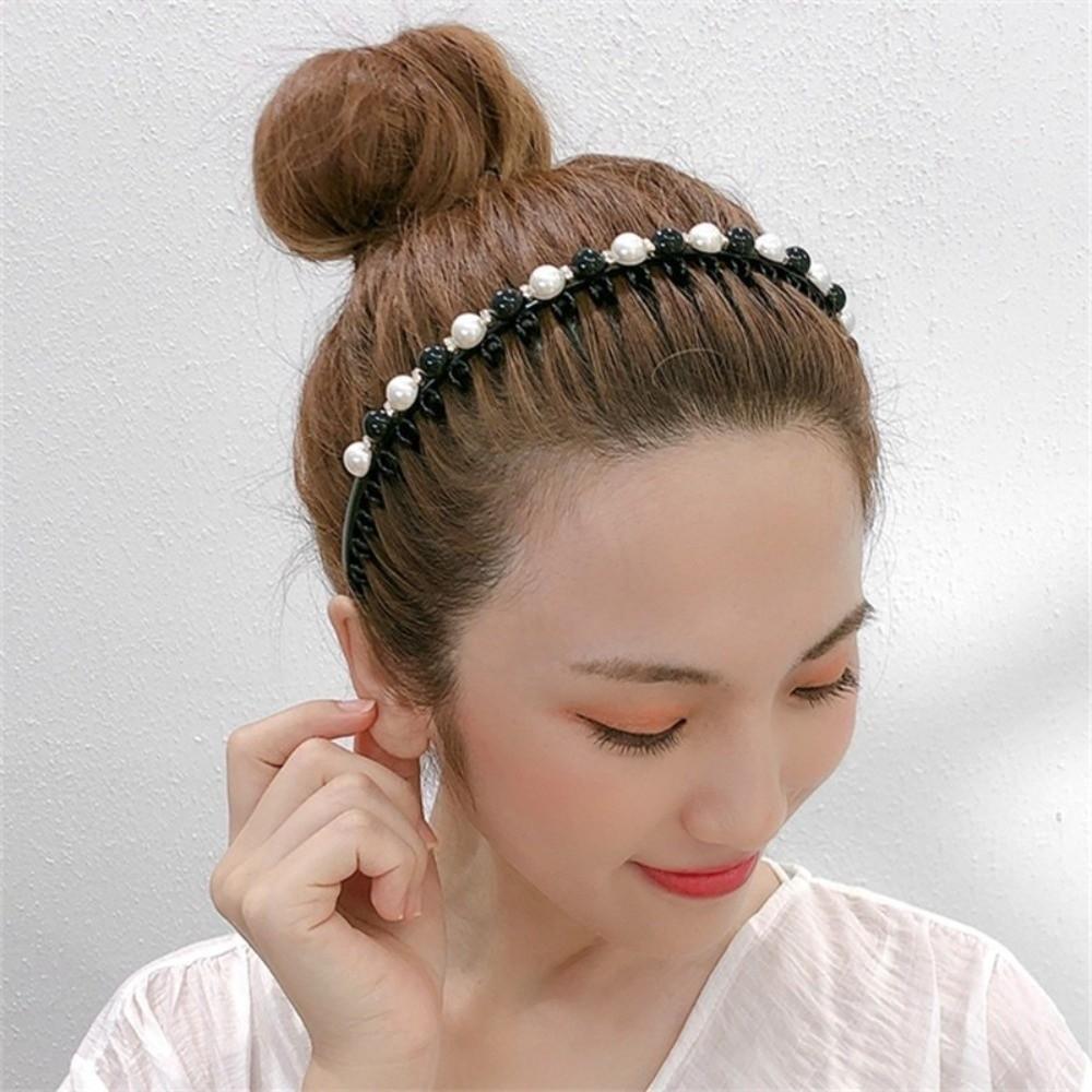 Korean Rhinestone Non-slip Toothed Wash Face Hair Hoop Pearl Headband Hair Accessories Hair Band