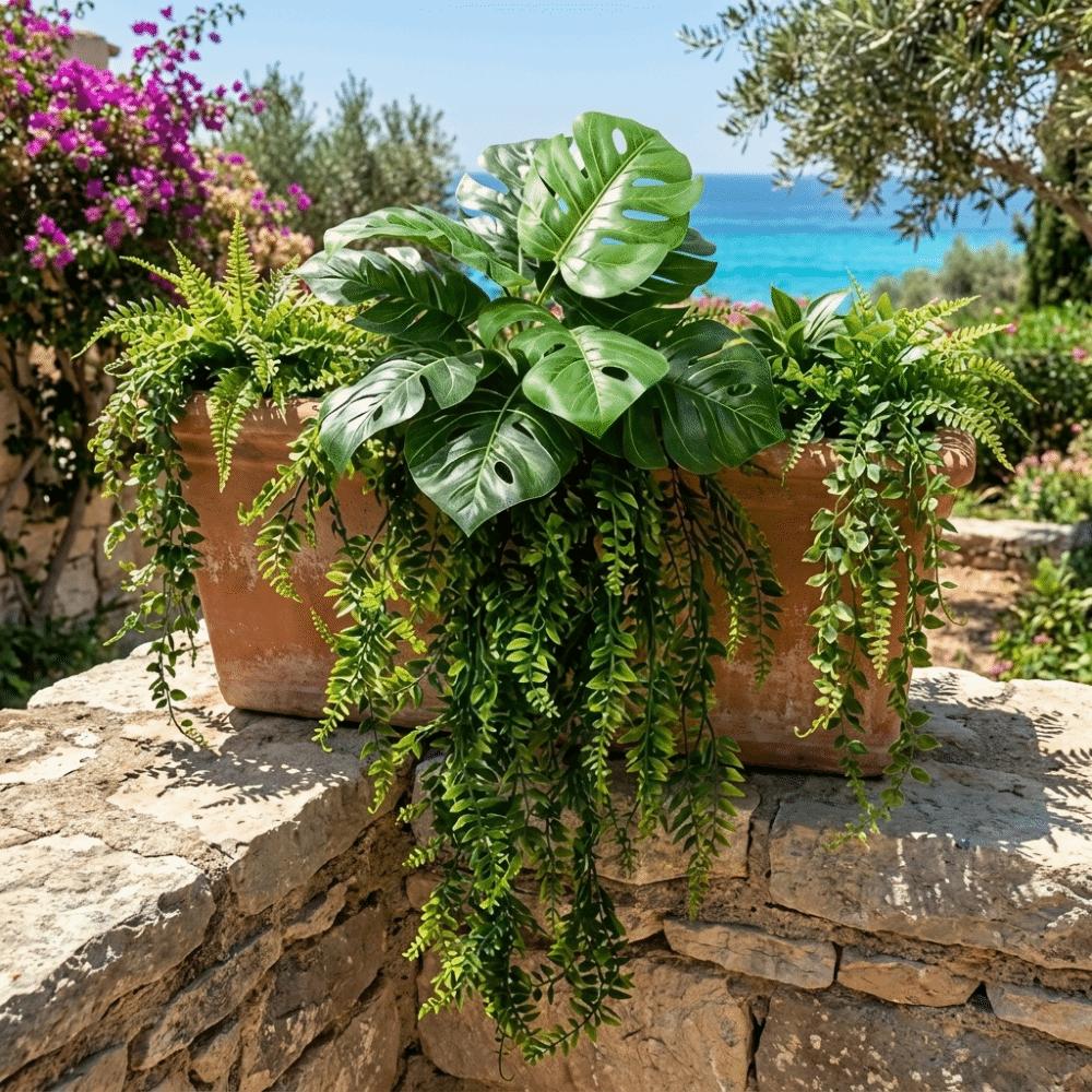 Real Touch Artificial Persian Fern Leafs UV Resistant Fake Trailing Greenery Outdoor Garden