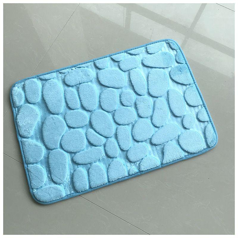 Mat Bath Nonslip Memory Foam 3d Cobble Stone Shape Microfibre Pebble Rug Toilet