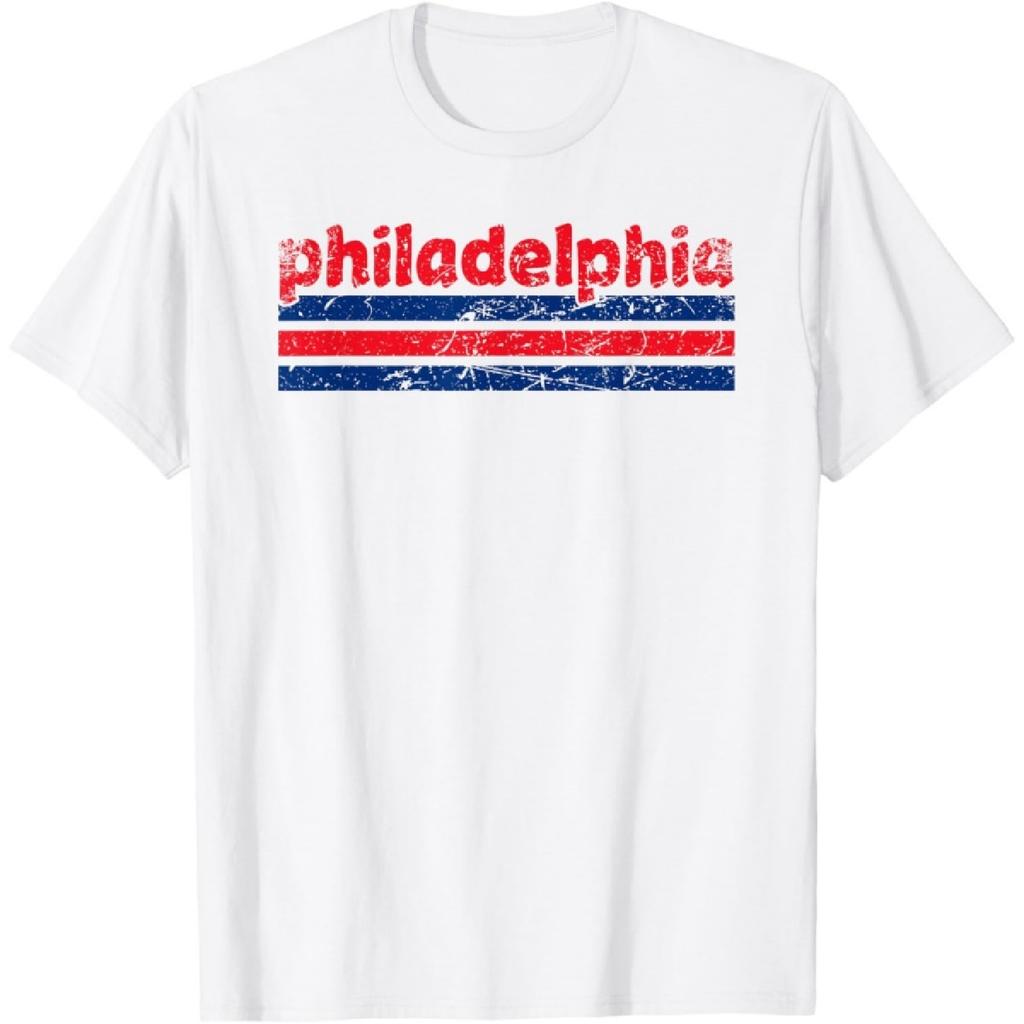 Philadelphia Pennsylvania Three Stripe Vintage Weathered T-Shirt