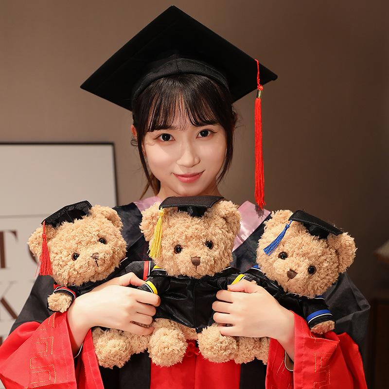 Doctor Graduation Teddy Bear Plush Toy with Hat, Customizable Logo