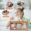 3 Compartments Wooden Money Saving Box Clearly Visualized Money Container  Boys Girls