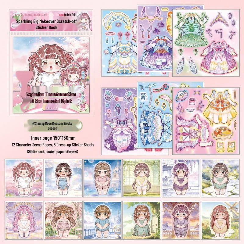 Xinmo Dress-Up Game Sticker Book: Energetic Princess Makeup for Little Girls