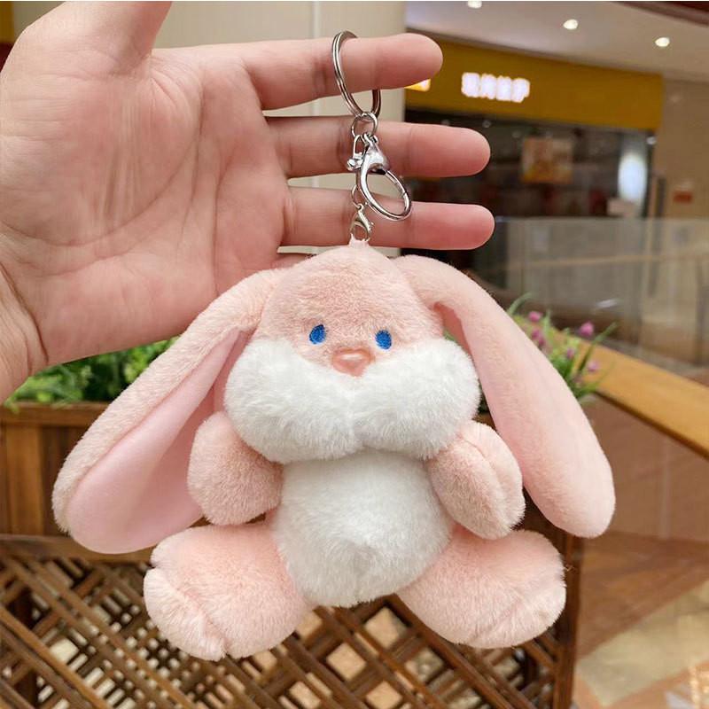 Cute Plush Bunny Keychain Soft Short Fur Stuffed Doll For Kids And Collectors