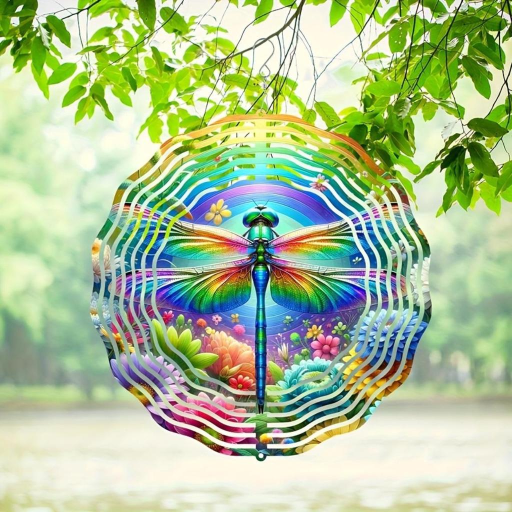 Металлический ветряной спиннер Яркий дизайн стрекозы Красочный декор для сада Не требует электричества Идеальный подарок на День матери, дни рождения, новоселье
