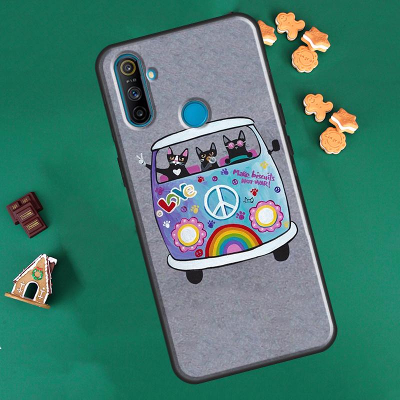 Чехол Hippy Peace Bus Cat для OnePlus 9R 8T Nord2 9 10 Pro для OPPO Realme 9i 8i 8 Pro GT Neo 2 GT Master Cover