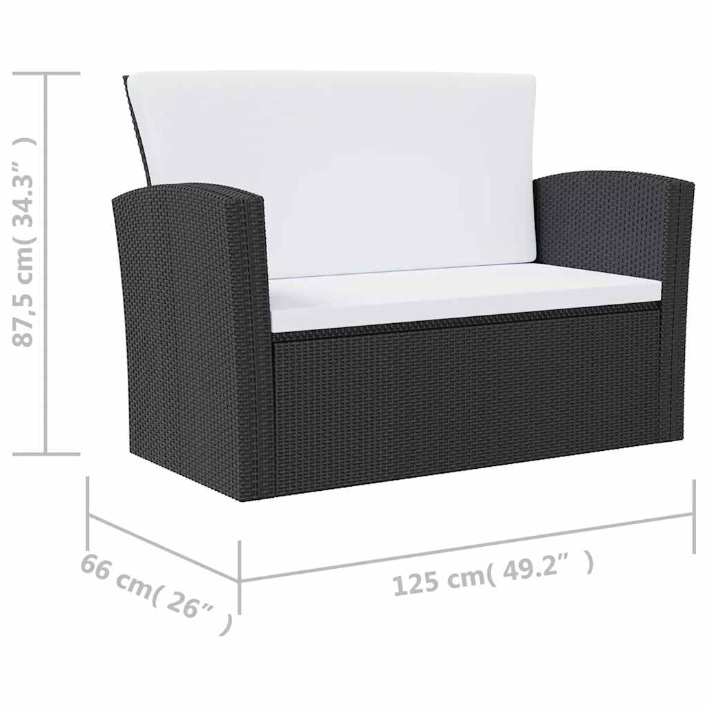 8 piece Garden Lounge Set with Cushions Poly Rattan Black