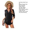 Women Beach Cover Up Lapel 45720 Sleeve Side Drawstring Pullover Tops