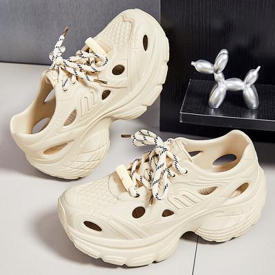 Женские летние сандалии на платформе, обувь с отверстиями, шлепанцы из ЭВА, пляжная уличная обувь с увеличением высоты, дышащая обувь для ходьбы по воде, женская обувь