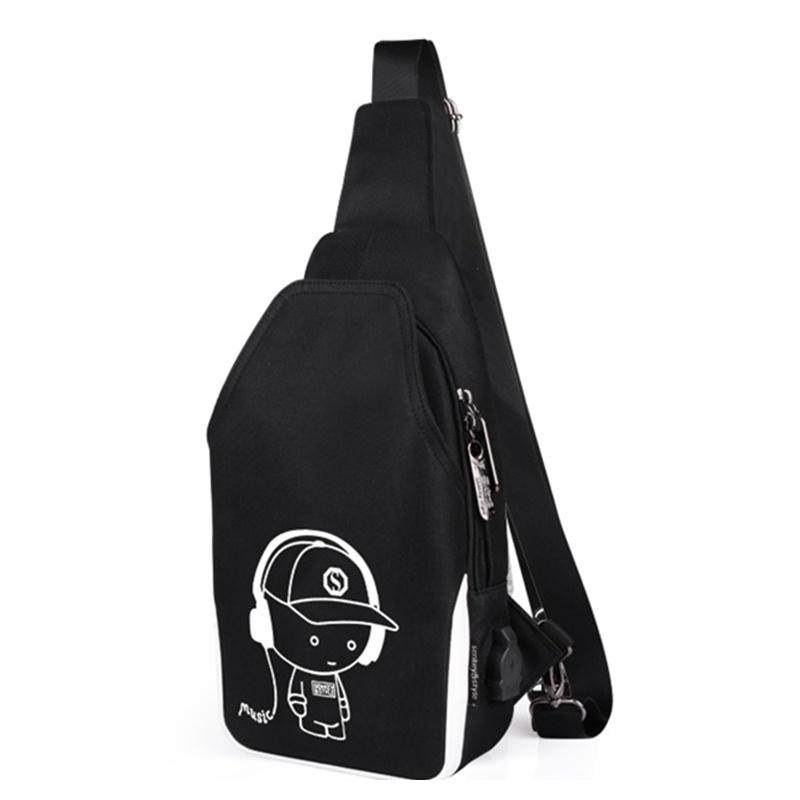 Stylish Luminous Outdoor Backpack With Usb Charging And Earphone Jack For School