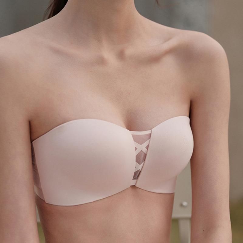 Нескользящее бюстье без бретелек, не оставляющее следов, сто толстых чашек в сборном бюстгальтере