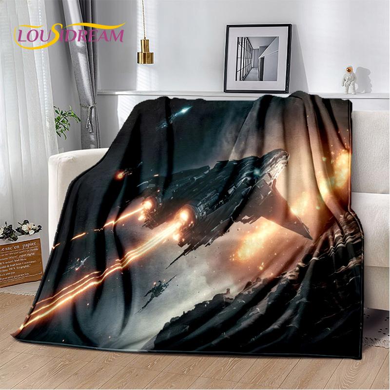 Spaceship Spacecraft Universe UFO Blanket,Flannel Soft Throw Blanket for Home Bedroom Bed Sofa Picnic Office Hiking Kids Cover