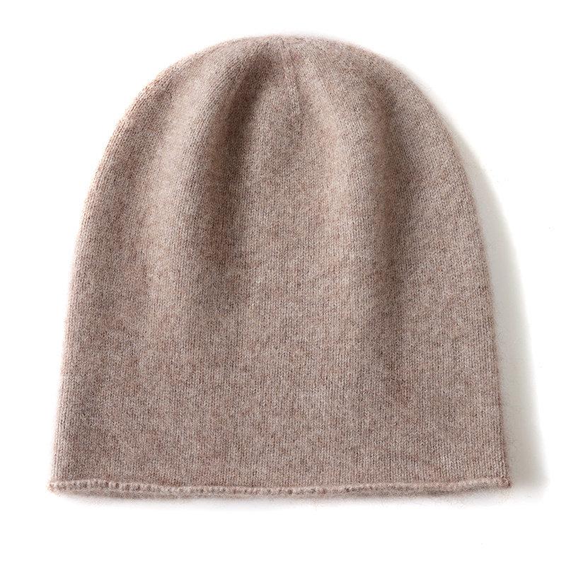 Women Knitted Hats Solid Color Rolled-up Thickened Warm Ear-protecting Cashmere Hats Autumn Winter Outdoor Wear Caps for Unisex