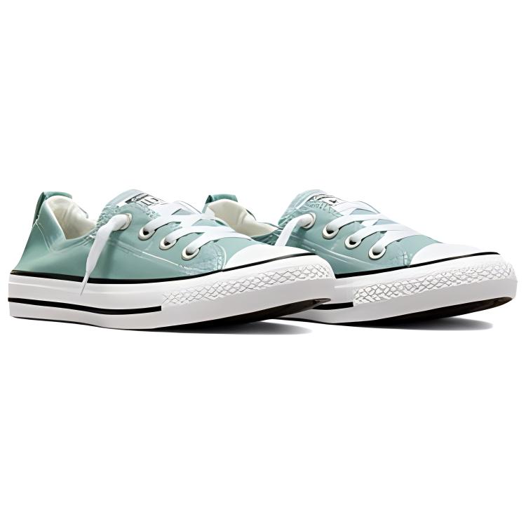 Converse Chuck Taylor All Star удобные, прочные, легкие, низкие парусиновые кеды для женщин в зеленом и белом цвете
