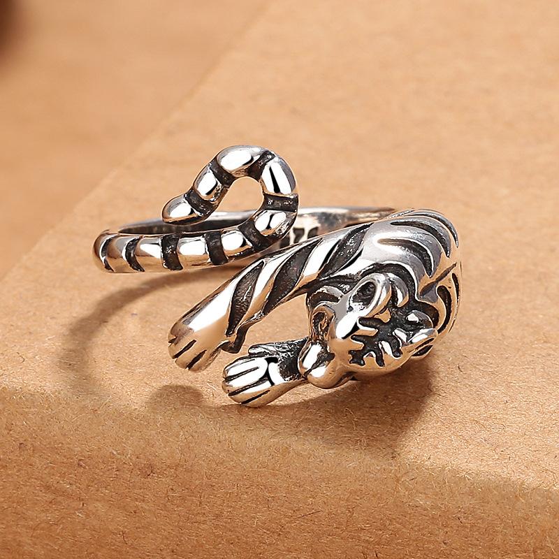 925 Sterling Silver Tiger Ring Flowers Adjustable Simplicity Fashion Exquisite for Women Jewelry Wedding Gifts Wholesale