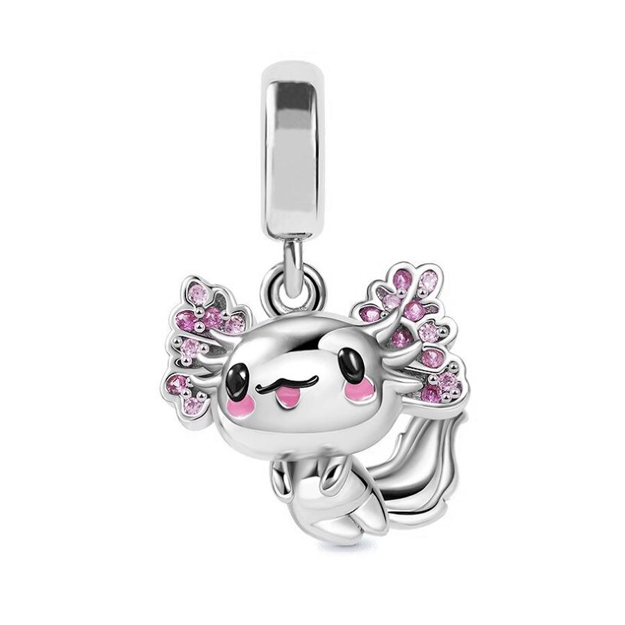 S925 Silver Salamander Heart Bead Cartoon Robot Vampire Theme Handmade Jewelry DIY Accessory