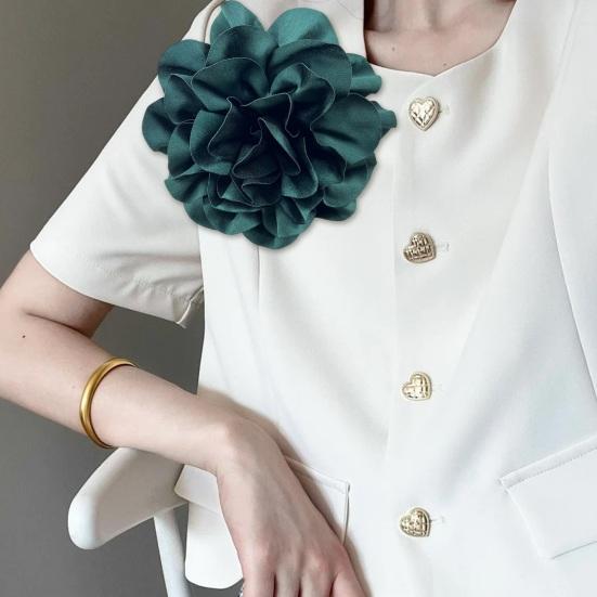 Французский стиль, брошь с большим цветком, гладкая атласная булавка с цветочным принтом, изысканная булавка для лацкана, женский и мужской аксессуар для званого ужина