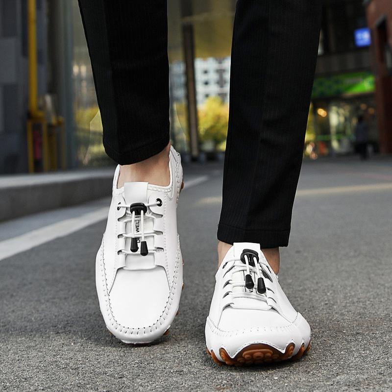 Fashion Men's Casual Sneakers Cow Leather New Driviers Outdoor Shoes Men Loafers Vintage Slip On Designer Flats Leisure Big Size 38-47