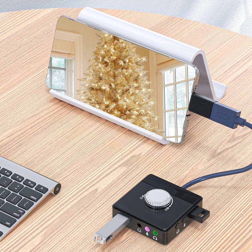 USB External Sound Card 3.5mm Jack Driver-Free Volume Adjustable Tablet Computer Microphone Phone External Stereo Audio Adapter
