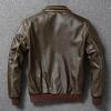 Летные куртки китайского размера A2 с окантовкой из армейской зеленой коровьей кожи, мужская куртка-бомбер из коровьей кожи, куртка-авиатор из натуральной кожи, осень
