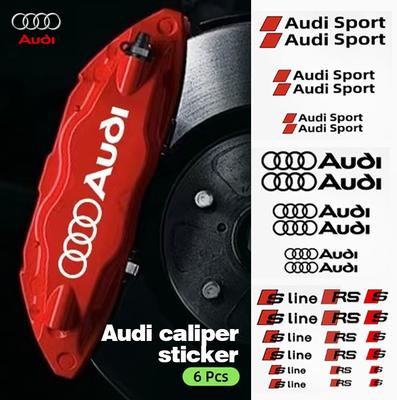 6Pc Car Brake Caliper Sticker High Temperature Waterproof Decal for Q2 S3 S5 S1 S4 S2 S6 RS3 RS4 RS5 RS6 RS8 B8 B6 TT A3 A4 A5
