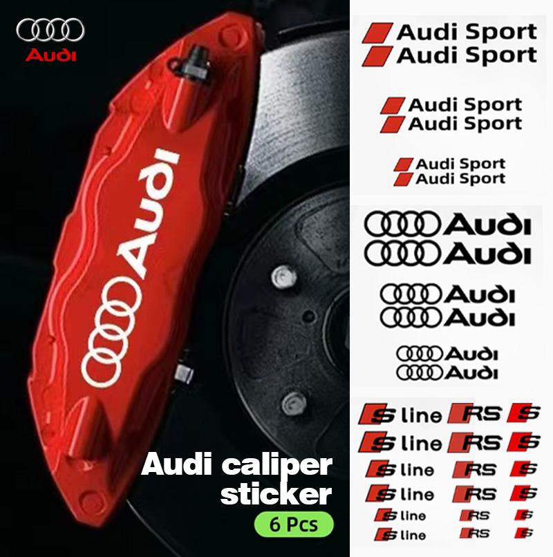 6Pc Car Brake Caliper Sticker High Temperature Waterproof Decal for qaz22 S3 S5 S1 S4 S2 S6 RS3 RS4 RS5 RS6 RS8 B8 B6 TT A3 A4 A5