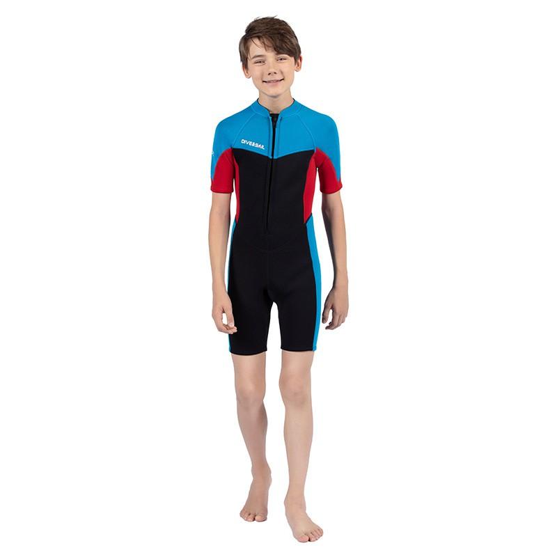 2.5mm Kids Wetsuit Boys Short Sleeve Full Body Dive Suit Warm Swimming Surf Training Gear