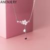 Cherry Flower Shell Long Tassel Necklace for Women Sweet Heart Pendant Clavicle Chain Necklace S-N703