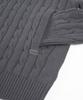BIRBANTE Washable Cotton Cable Two-Way Knit Zip-Up - Grey