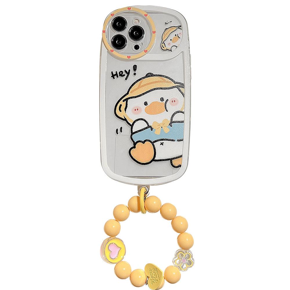 Круглый браслет Love Yellow Duck с мультяшным мягким силиконовым милым мультяшным чехлом для телефона для Iphone 14max Pro 11 13 Promax 12 Xsmax X Xr