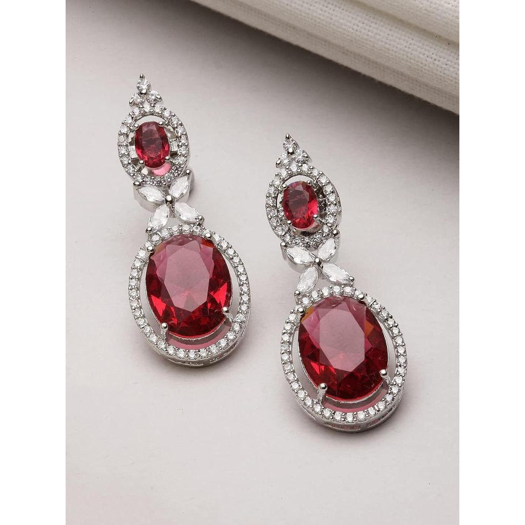 Оксидированные посеребренные серьги-капли овальной формы с американскими бриллиантами для девочек и женщин