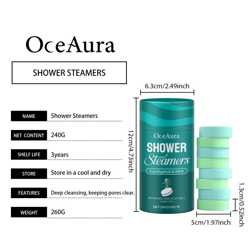 Oceaura Эвкалипт и Мята Ароматические таблетки для душа Мягкое очищение кожи Ароматный заряд Расслабляющий опыт принятия ванны