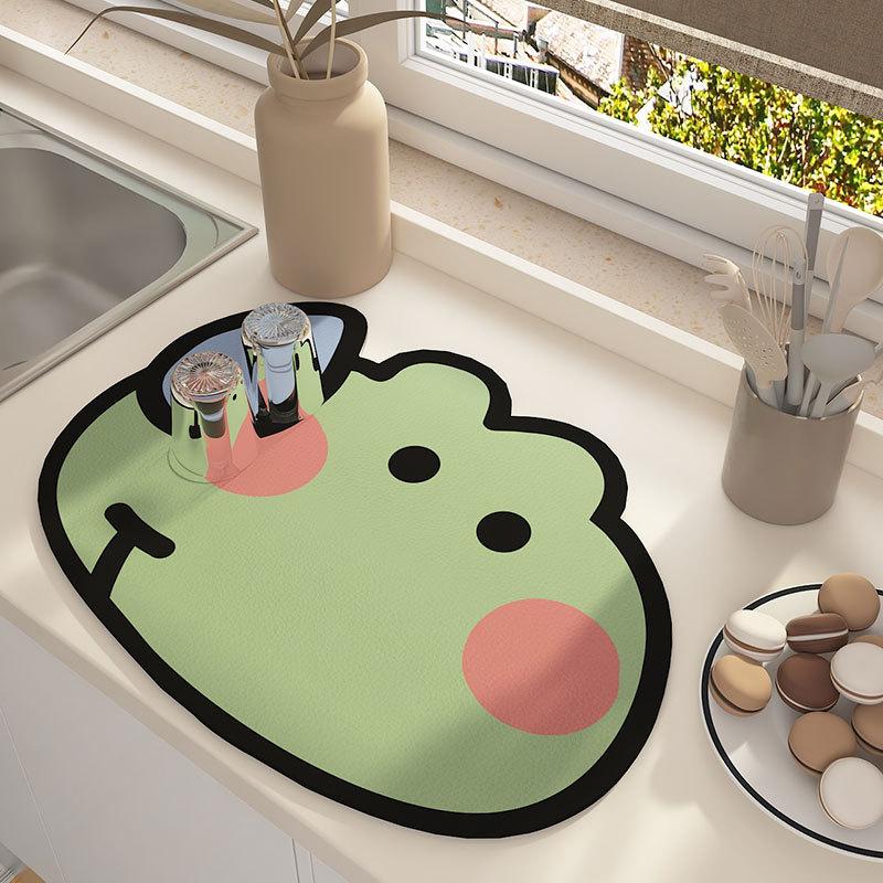 Absorbent Dish Mat Soft Quick-Drying Slip-Resistant For Kitchen Countertops Perfect Drying Dishes Cups Espresso Machines