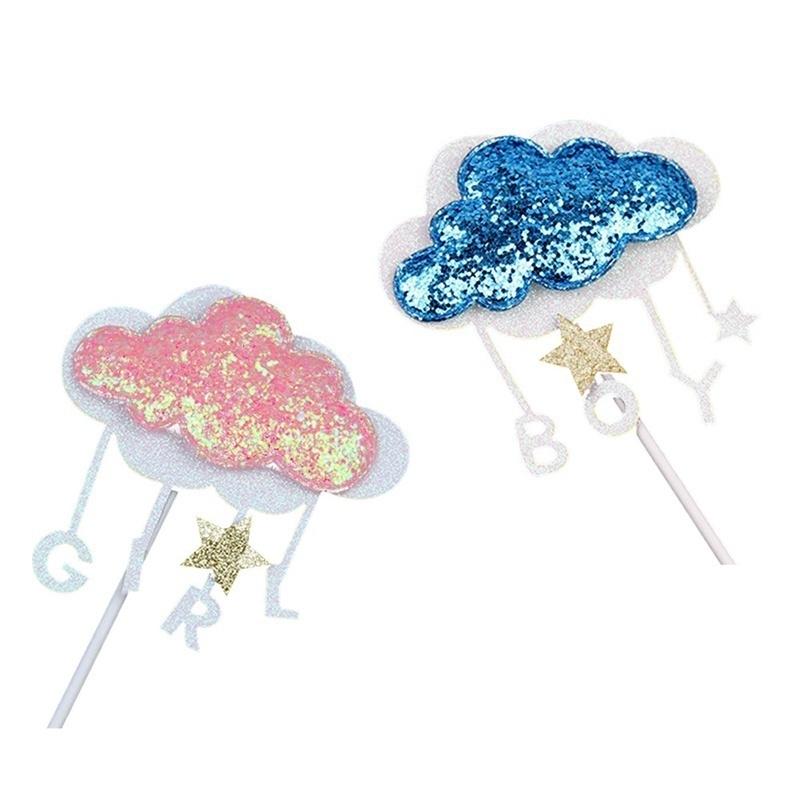 2PCS  Beautiful Clouds Gilr/Boy Cake Topper Cake Flags Baking Decoration Supplies