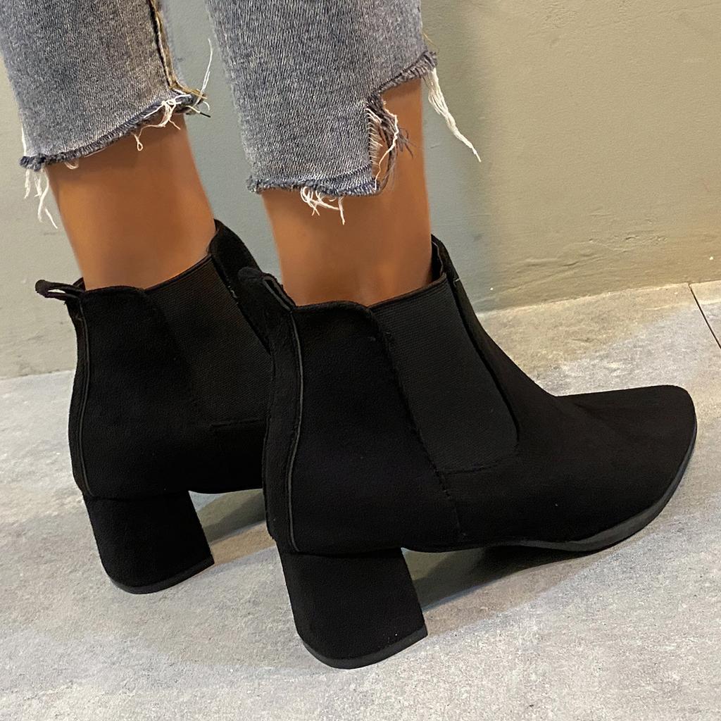2024 Autumn Winter Women Boots Pointed Toe Slip On Female Ankle Booties Fashion Simple Low Heel Short Chelsea Boots Botas Mujer